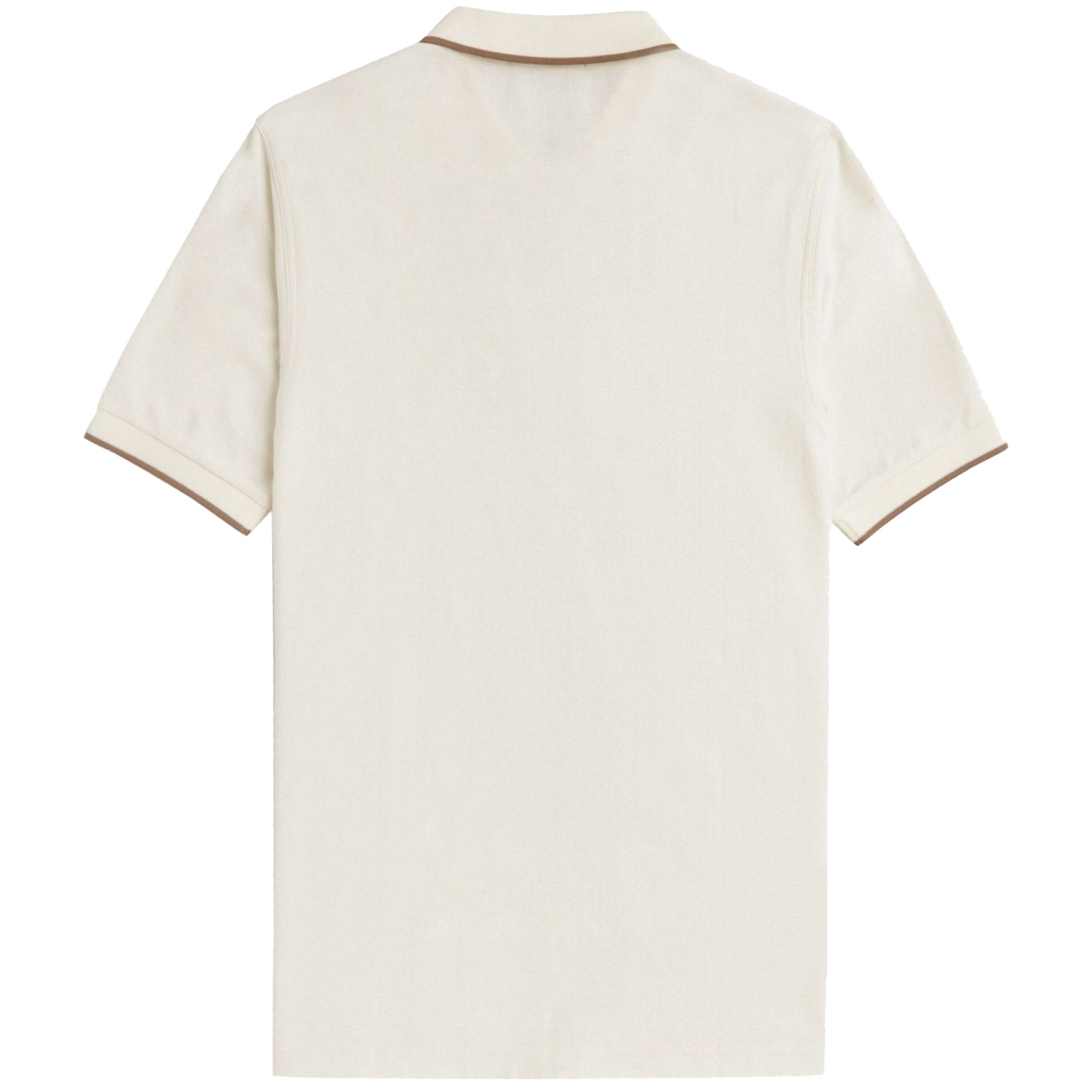 Fred Perry Crepe Piqu Zip Neck Polo Shirt - Ecru