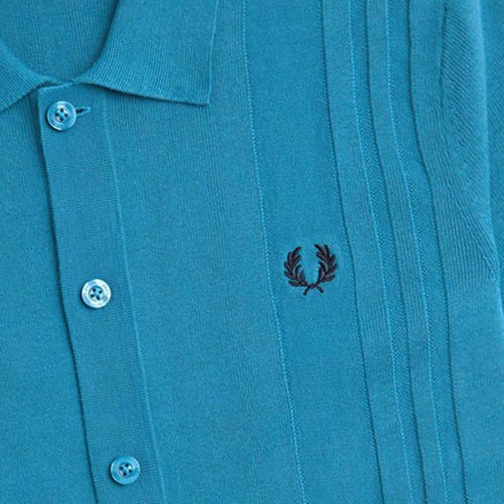 Fred Perry Button Through Knitted Shirt - Ocean