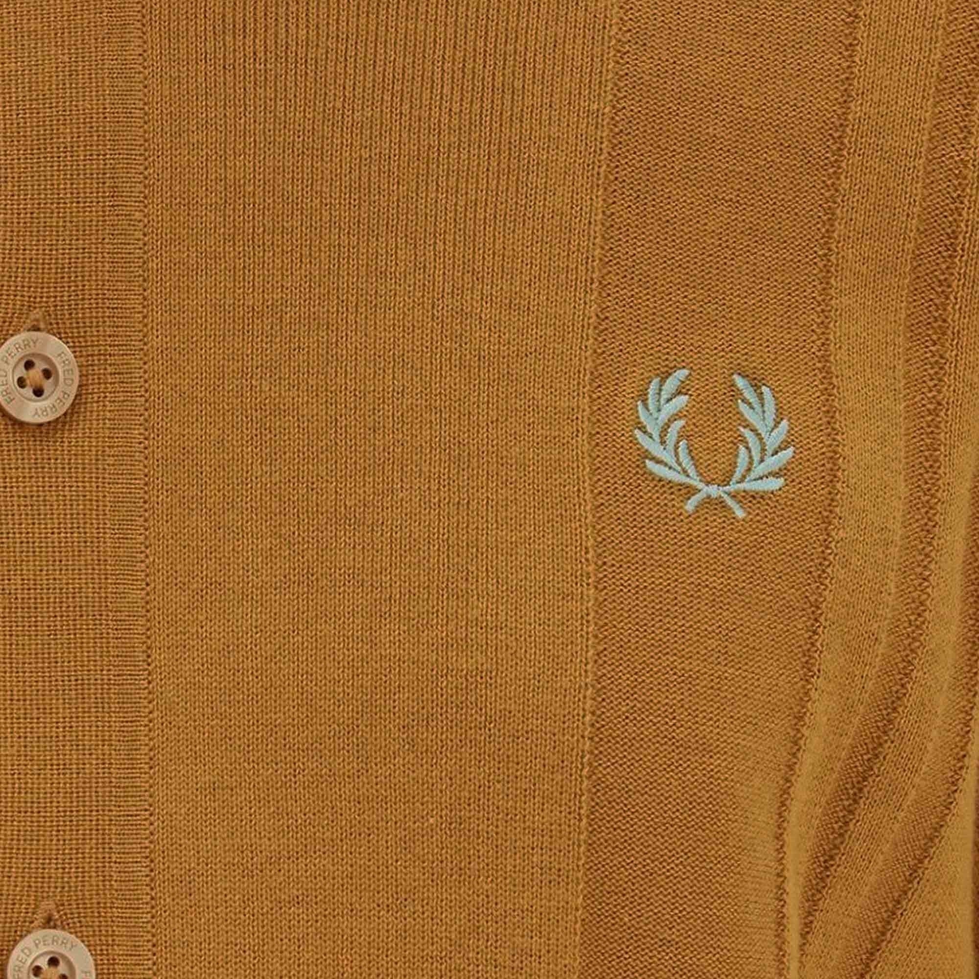 Fred Perry Button Through Knitted Shirt - Dark Caramel