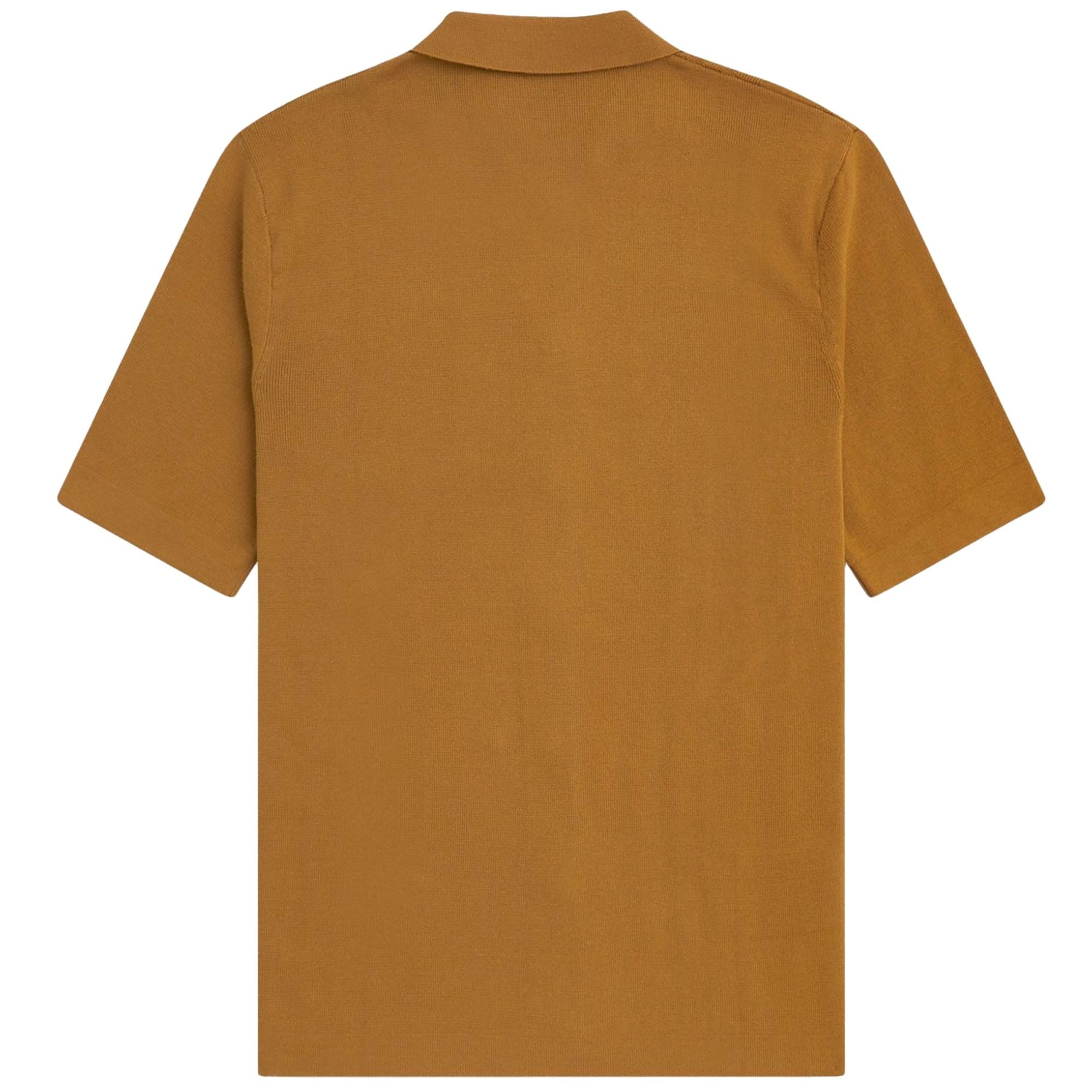 Fred Perry Button Through Knitted Shirt - Dark Caramel