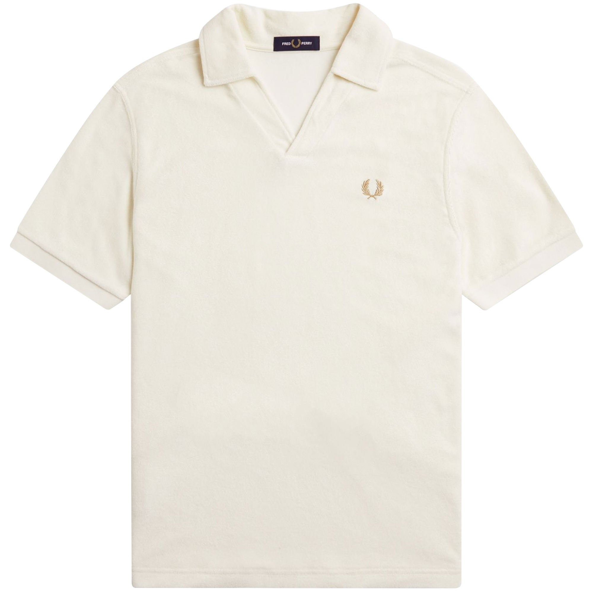 Fred Perry Open Collar Towelling Polo Shirt - Ecru