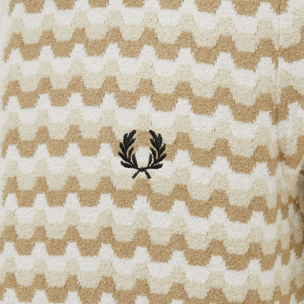 Fred Perry Boucle Jacquard Knitted Polo Shirt - Ecru