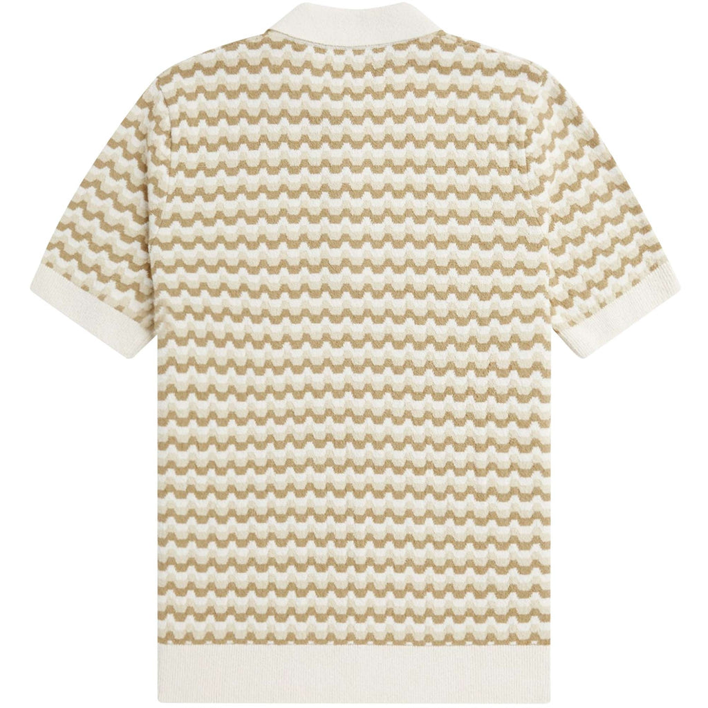 Fred Perry Boucle Jacquard Knitted Polo Shirt - Ecru