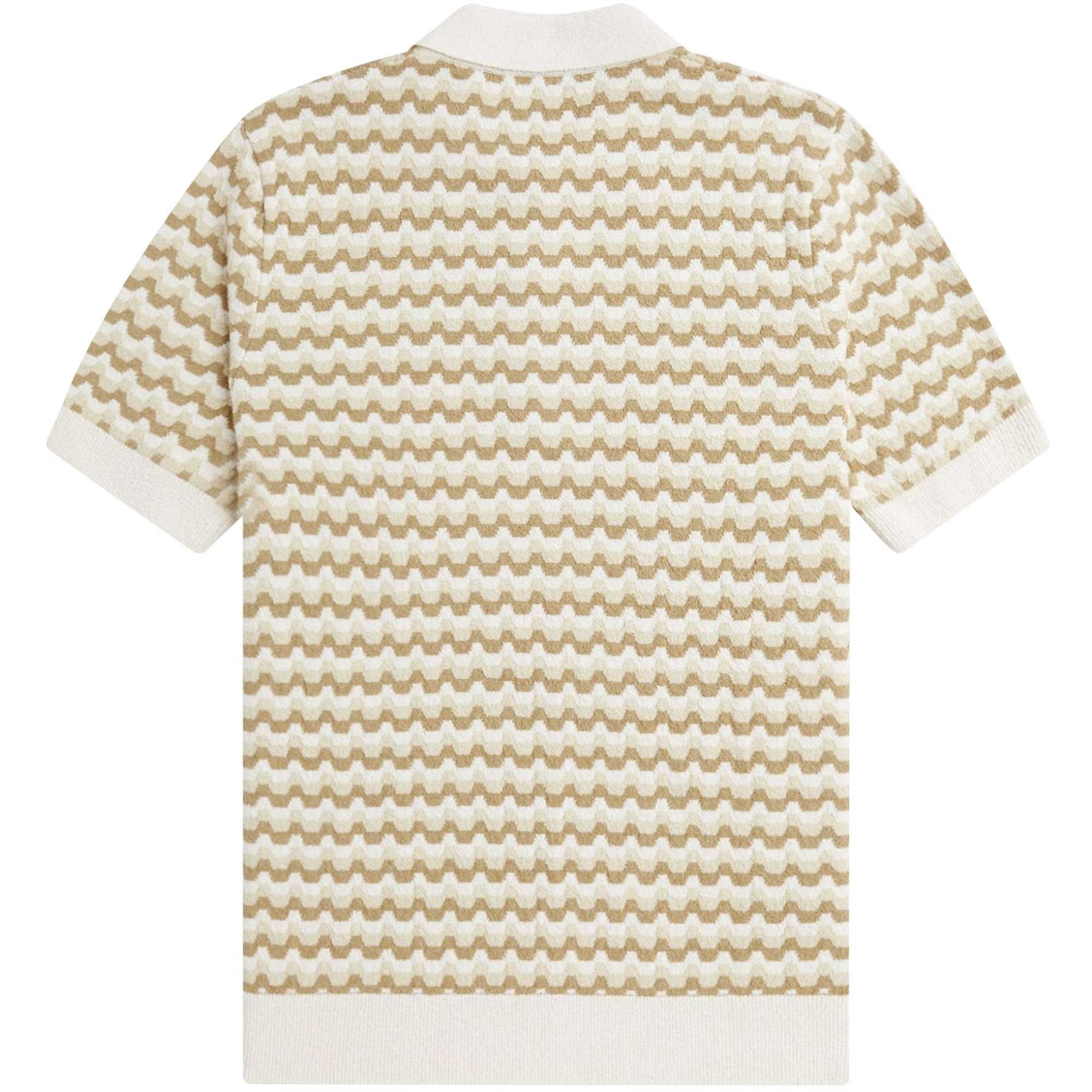 Fred Perry Boucle Jacquard Knitted Polo Shirt - Ecru