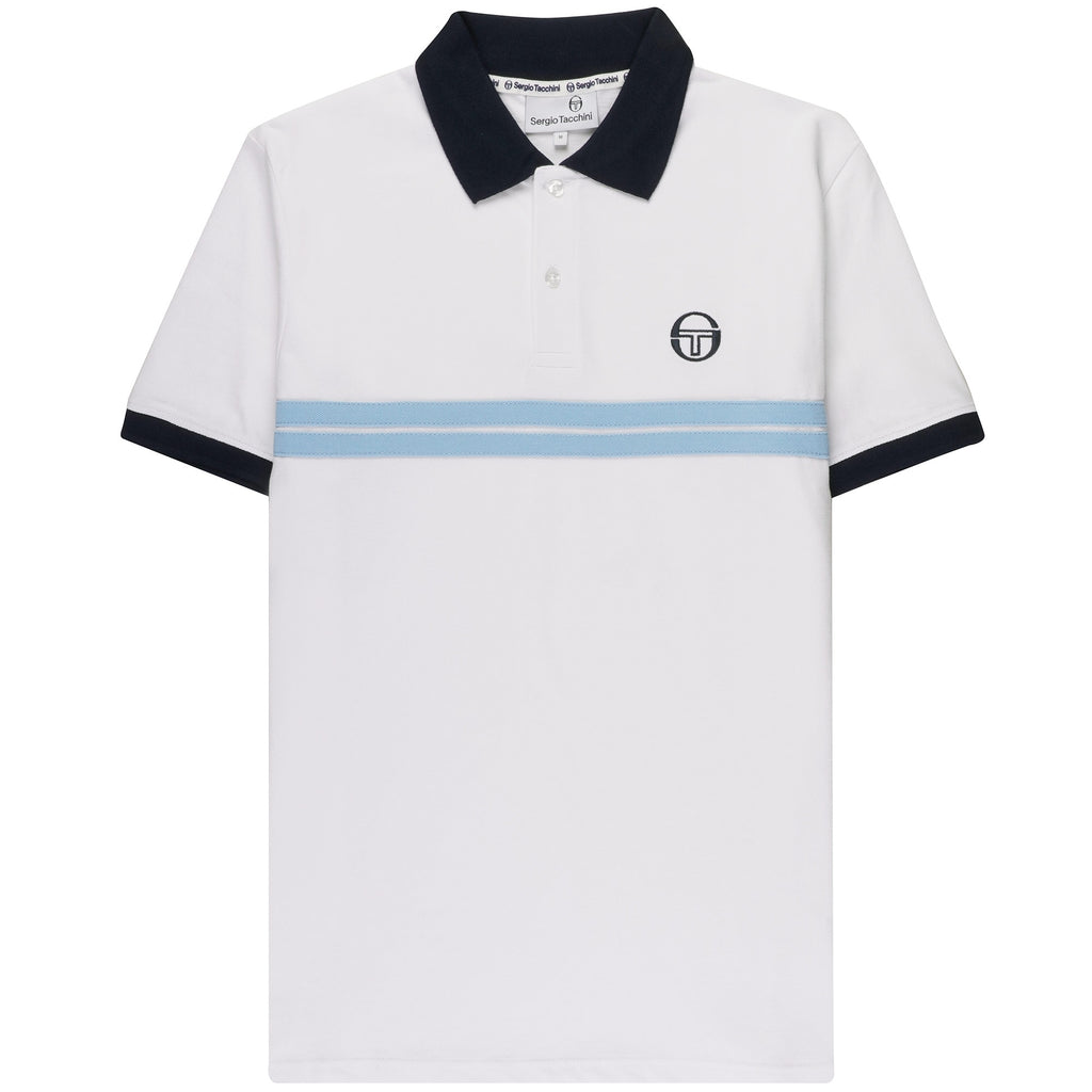 Sergio Tacchini Supermac Polo Shirt - White and Blue