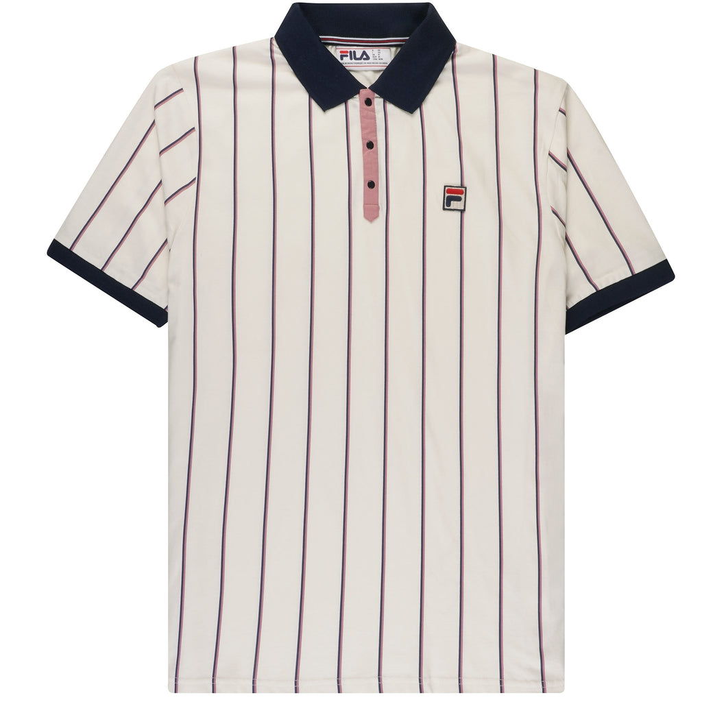 Fila Vintage Brett Double Stripe Polo Shirt - Gardenia