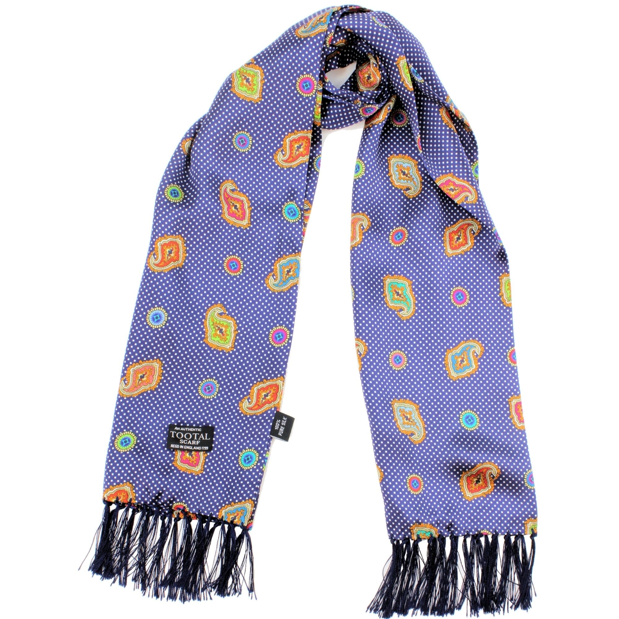 Tootal Scarves Polka Dot Motif Silk Scarf - Navy