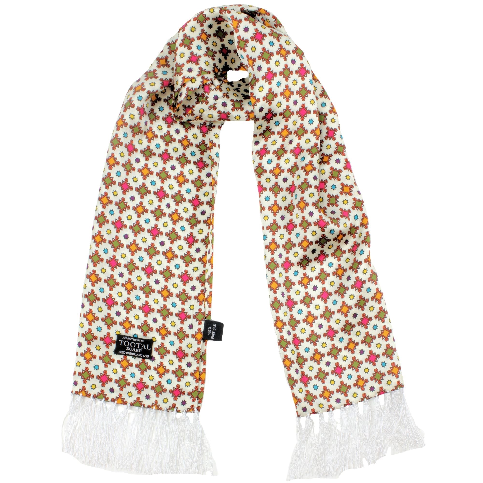Tootal Scarves Geo Print Silk Scarf - Cream