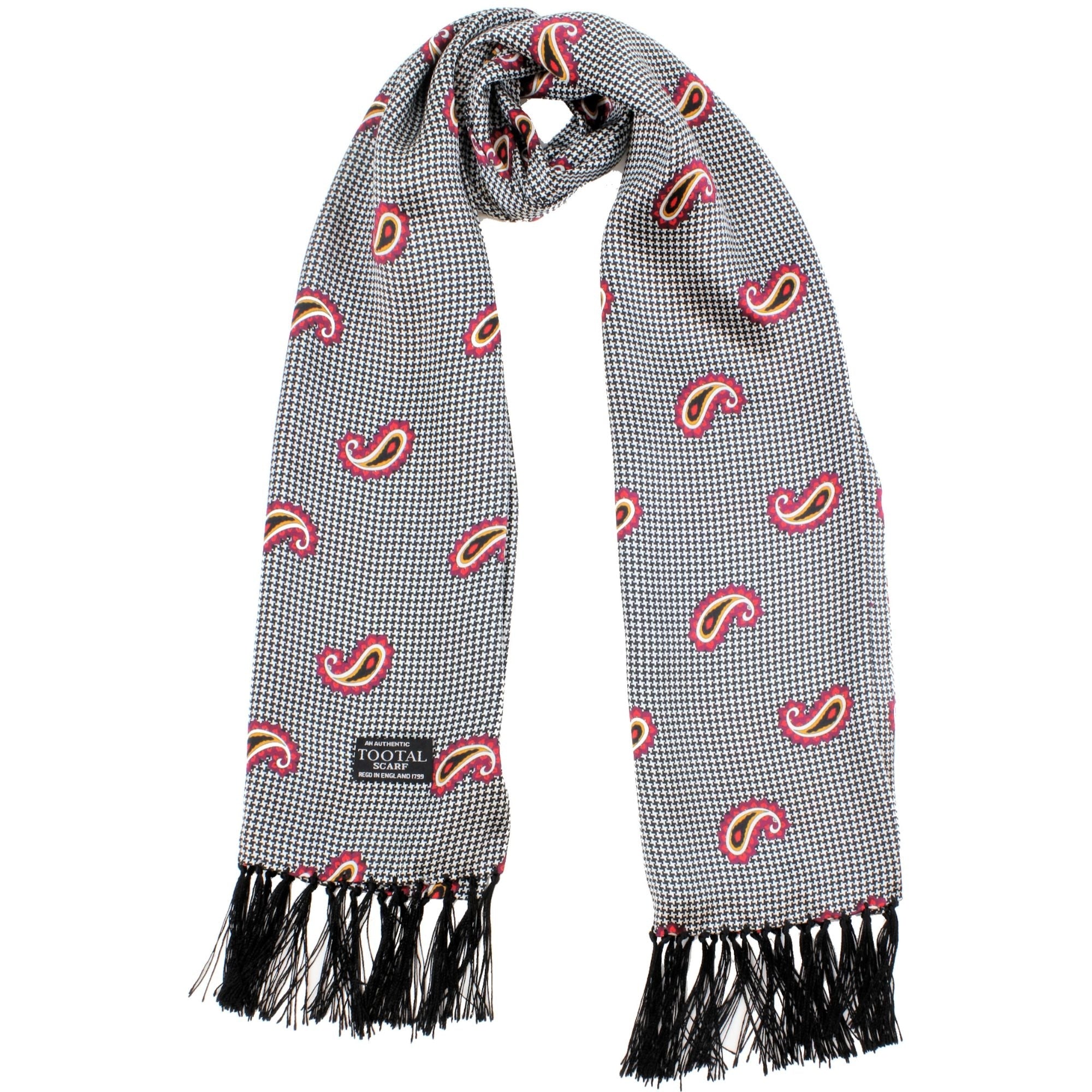 Tootal Scarves Chequerboard Paisley Silk Scarf - Black