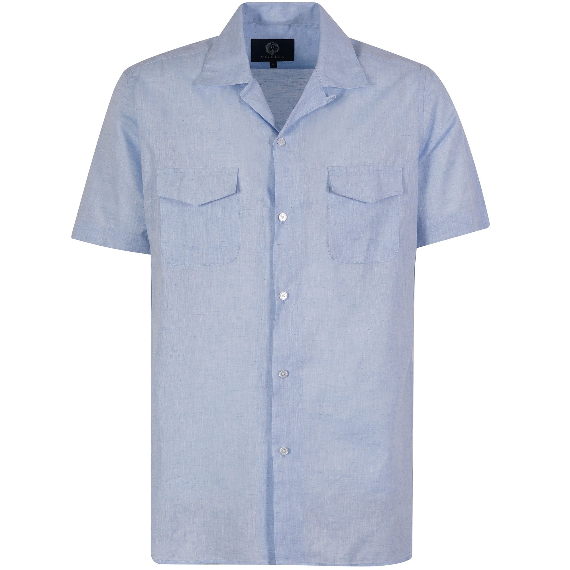 Viyella Short Sleeve Linen Shirt - Blue