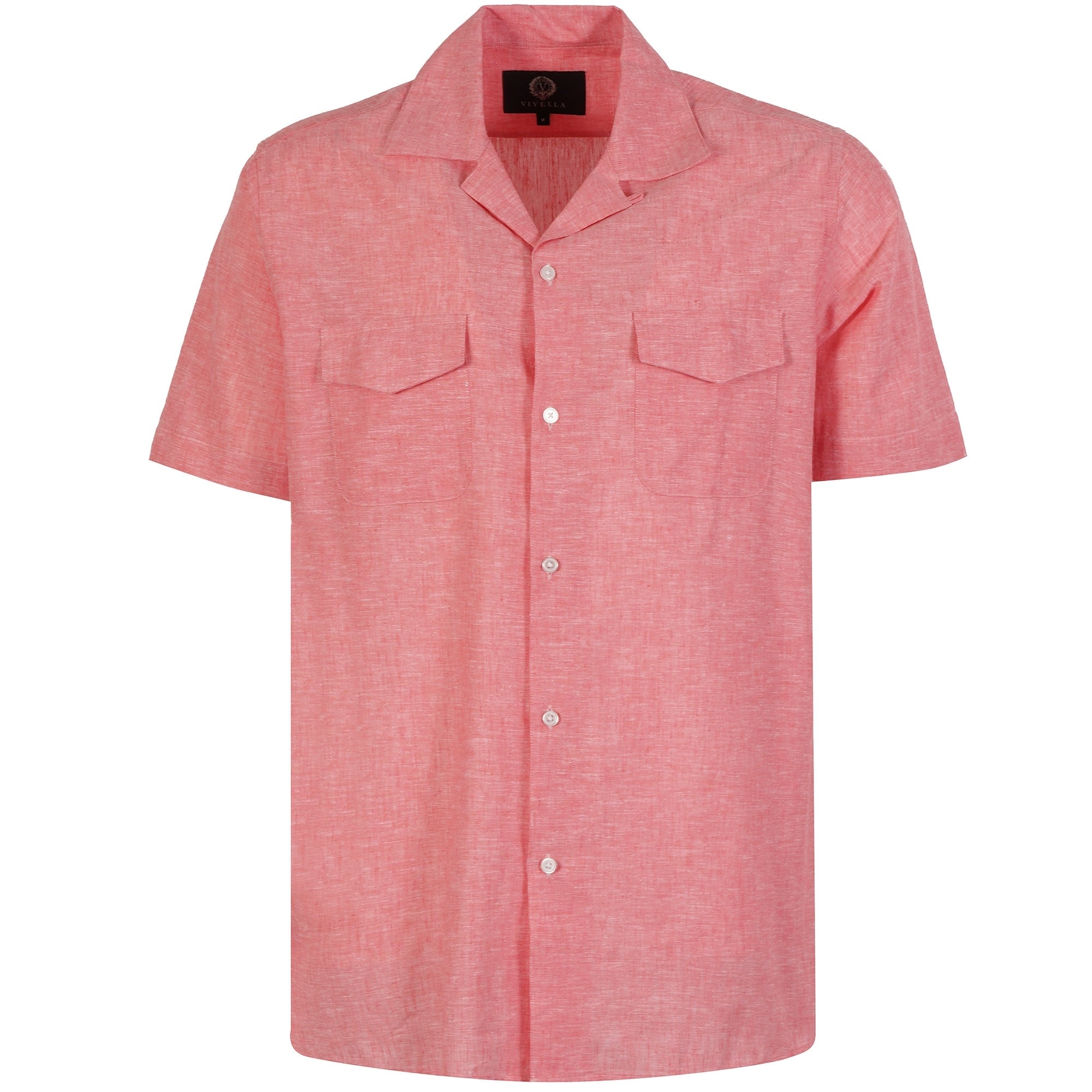 Viyella Short Sleeve Linen Shirt - Raspberry