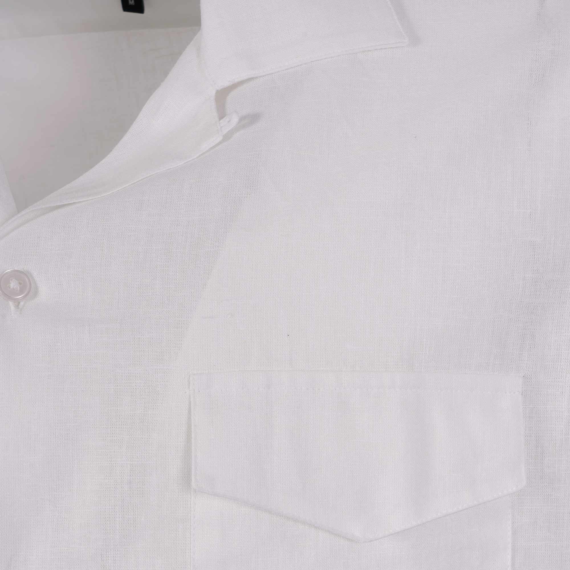 Short Sleeve Linen Shirt - White