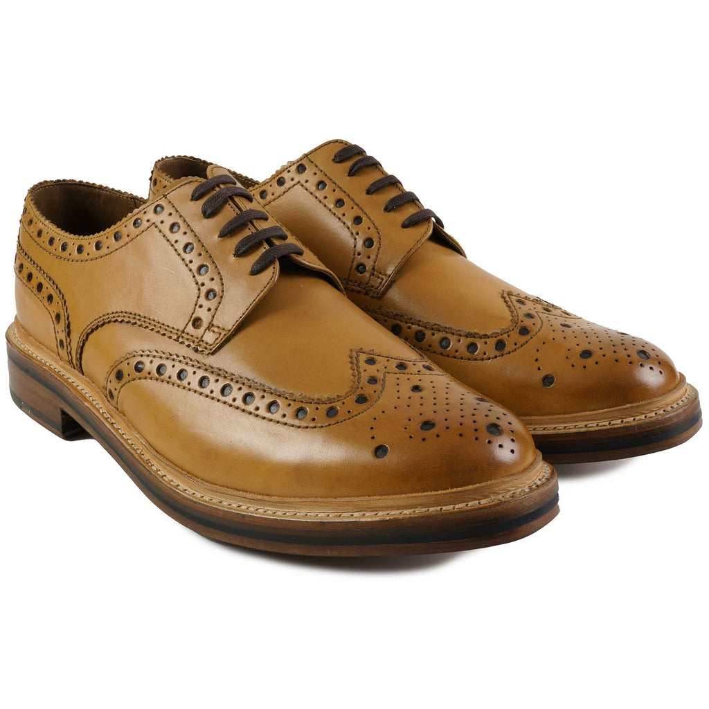 Grenson Archie Brogue Shoes -Tan