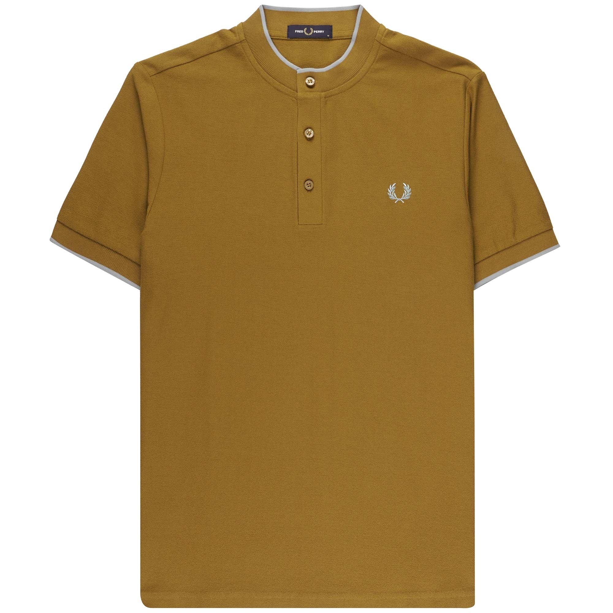 Crepe Pique Henley Polo Shirt - Dark Caramel