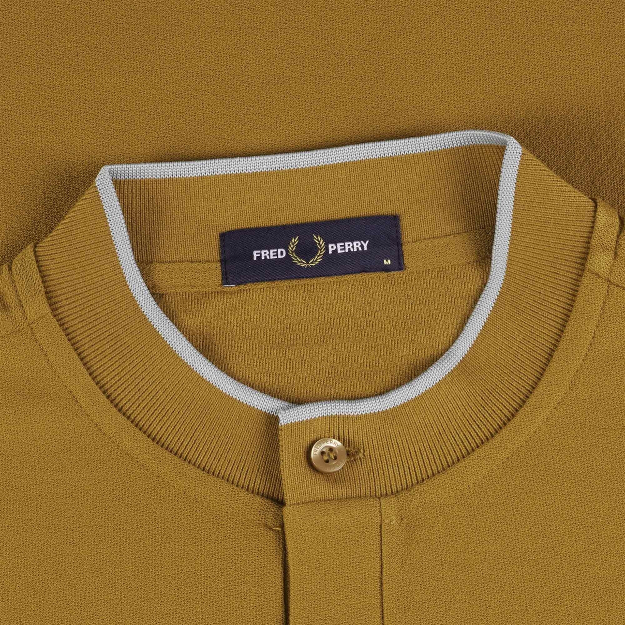 Crepe Pique Henley Polo Shirt - Dark Caramel