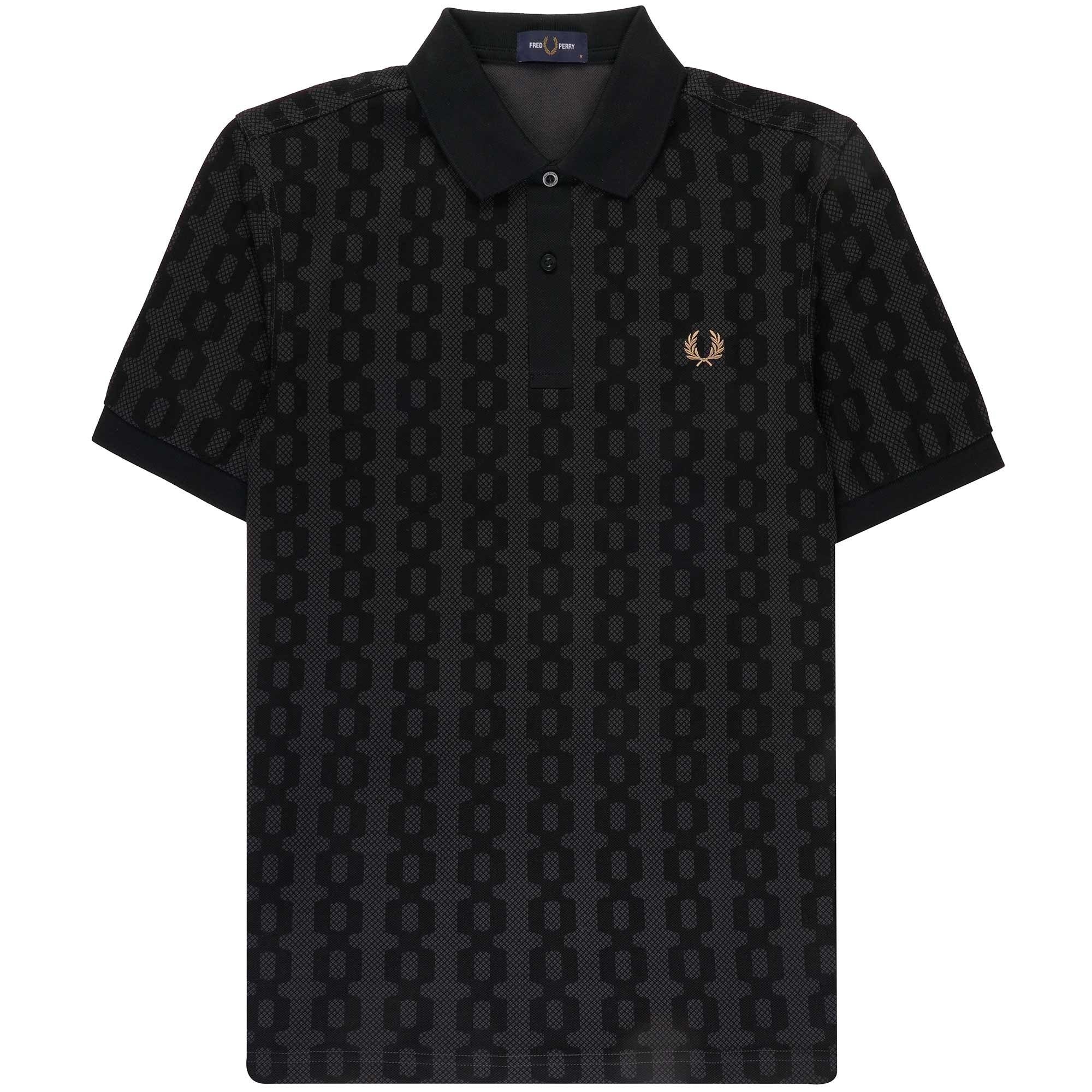 Fred Perry Cable Print Polo Shirt - Anchor Grey