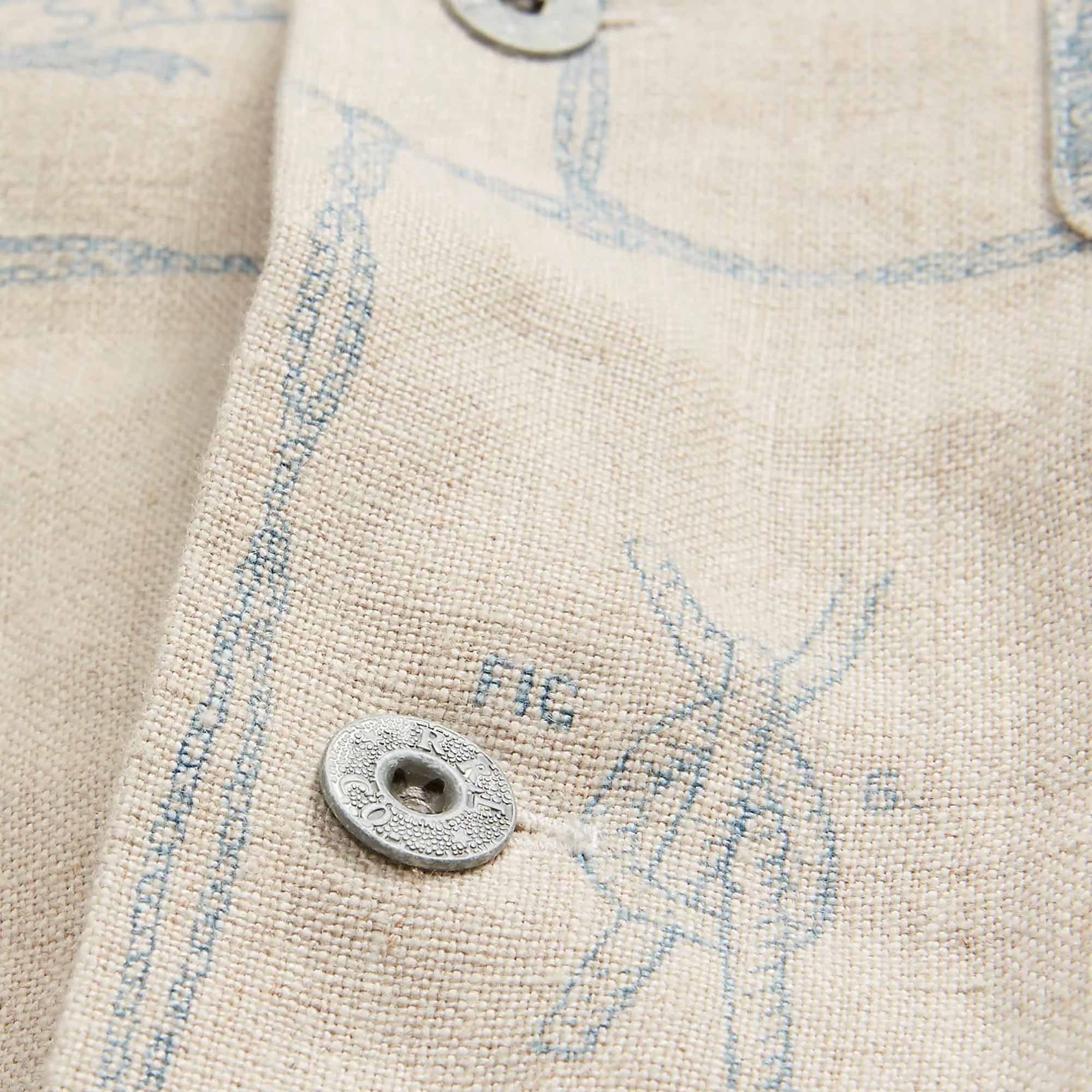 RRL by Ralph Lauren Print Indigo Linen Camp Shirt - Ecru