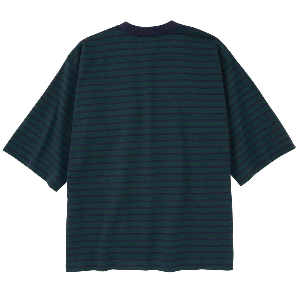 And Wander Striped Short Sleeve Pocket T-Shirt - Green