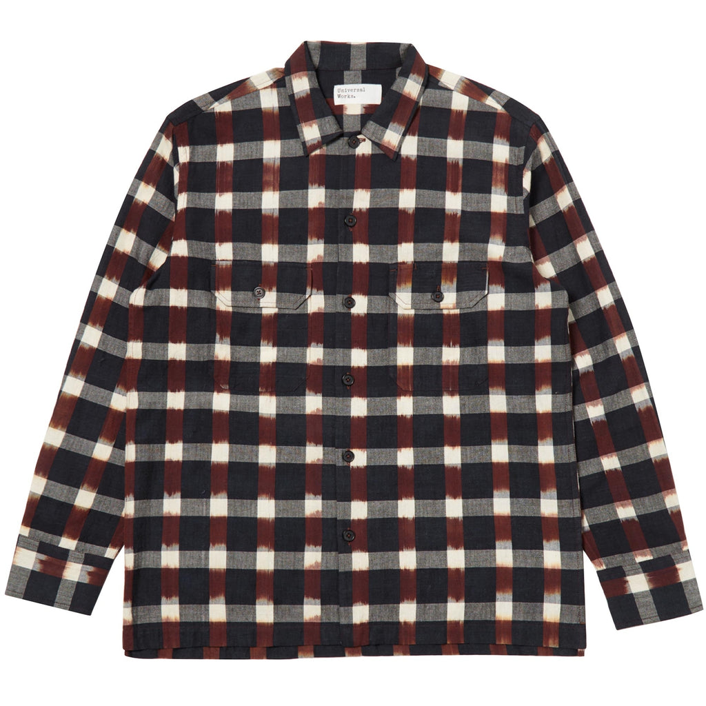 Universal Works Long Sleeve Utility Shirt - Navy Brown