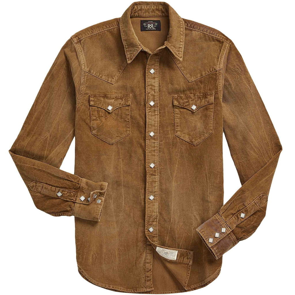RRL by Ralph Lauren Slim Fit Corduroy Western Shirt - Tan