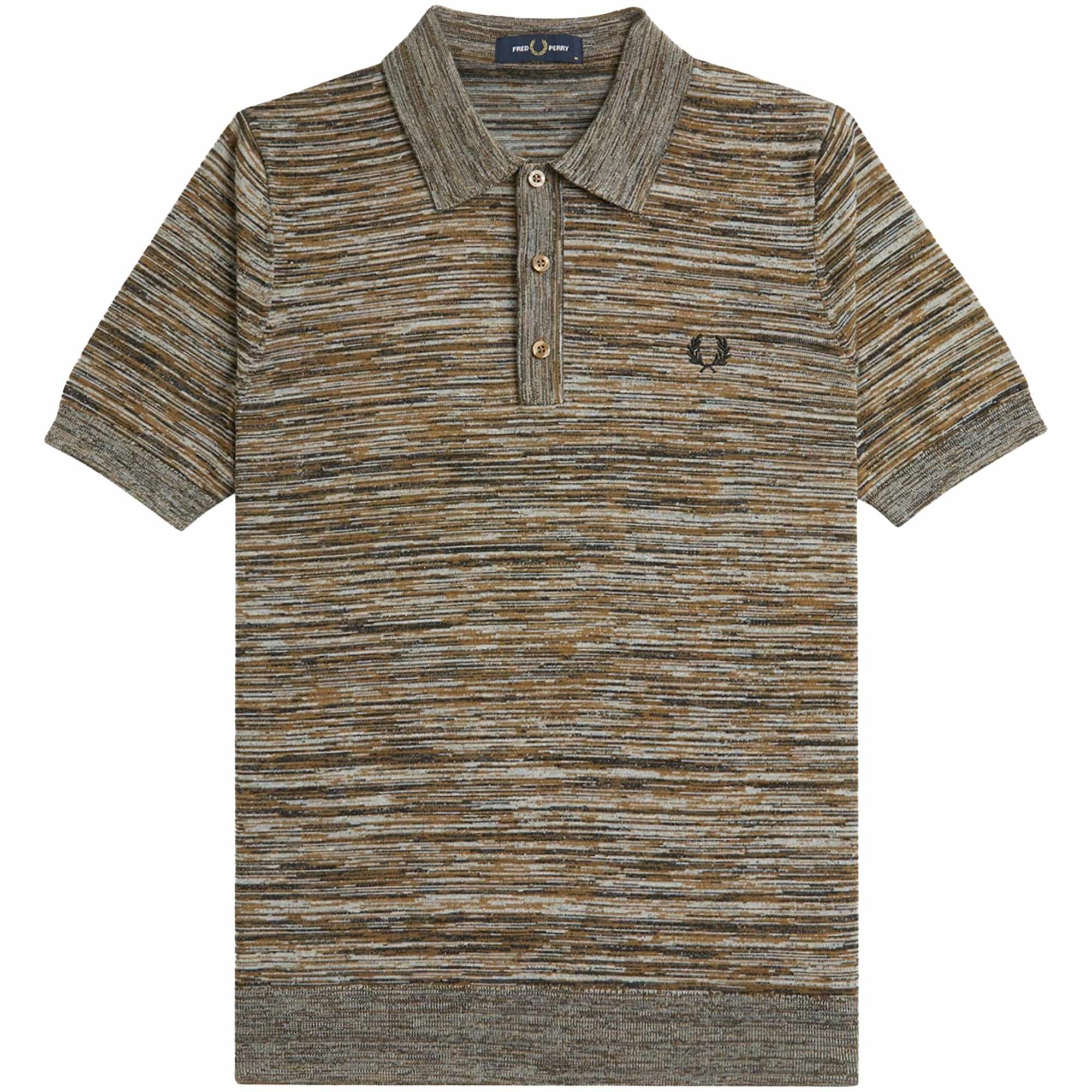 Fred Perry Knitted Polo Shirt - Shaded Stone
