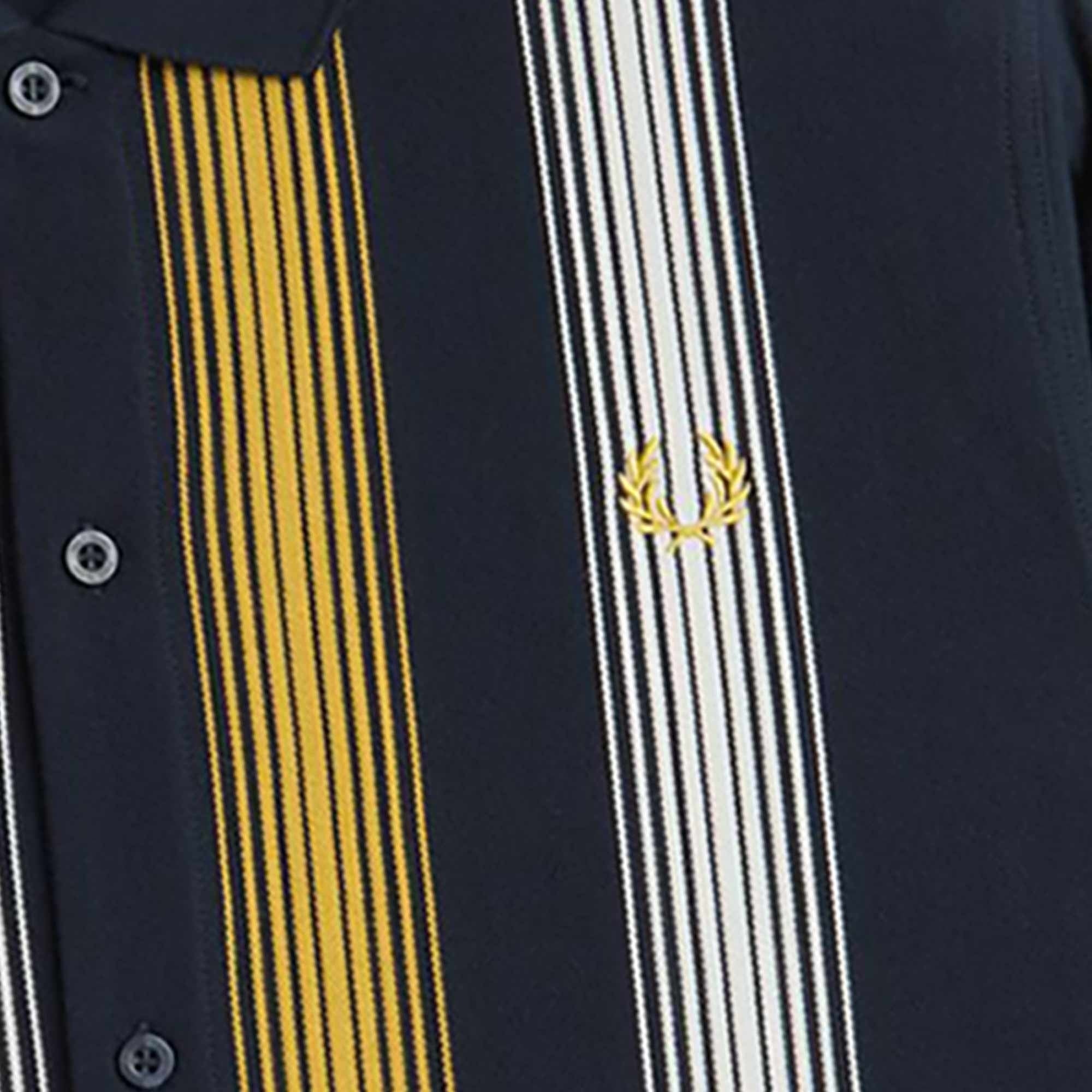 Fred Perry Long Sleeve Striped Polo Shirt - Navy