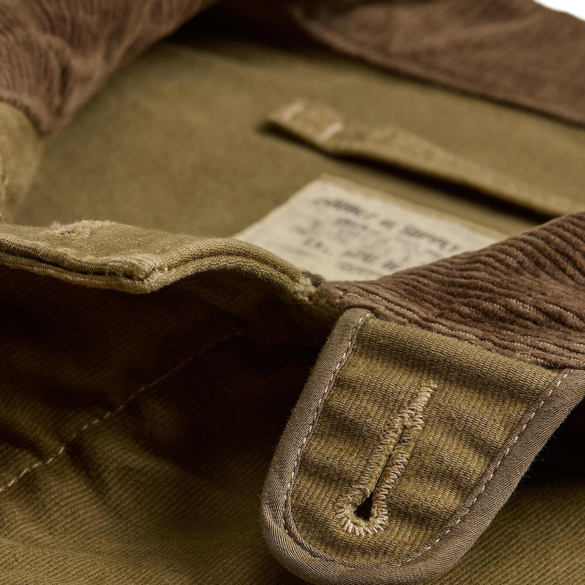 Corduroy-Collar Cotton Deck Jacket - Khaki Drab