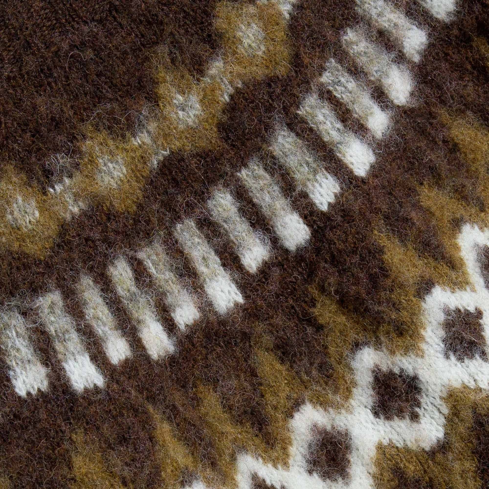 YMC Suedehead Fair Isle Knit Crewneck Jumper - Brown