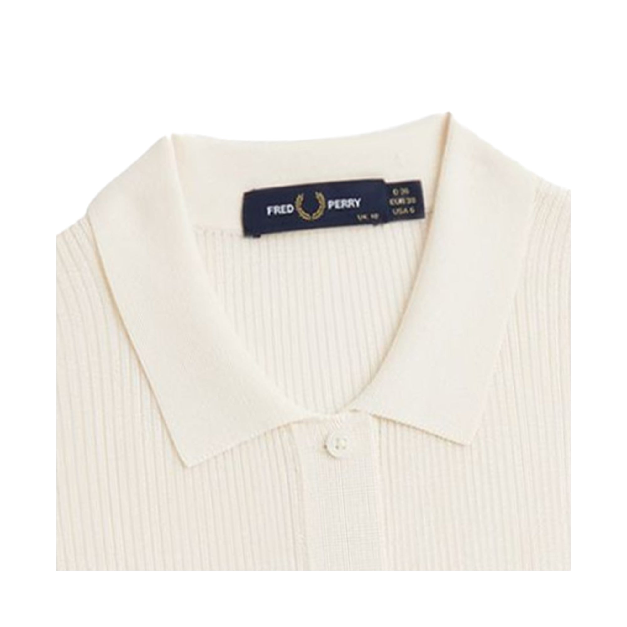 Fred Perry Womens Ribbed Knitted Shirt - Ecru – Stuarts London