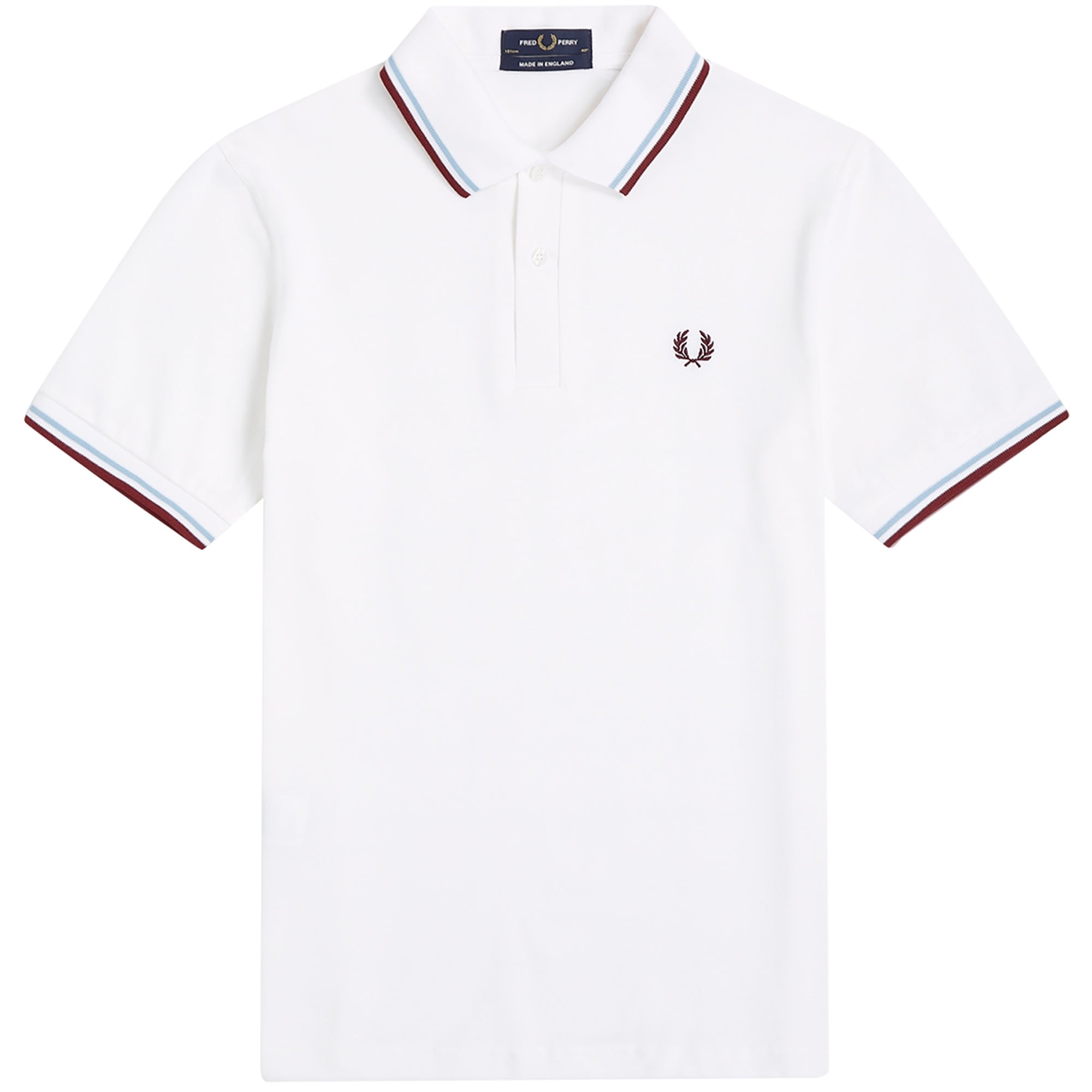 Fred Perry G12 Twin Tipped Polo Shirt - White/Ice – Stuarts London