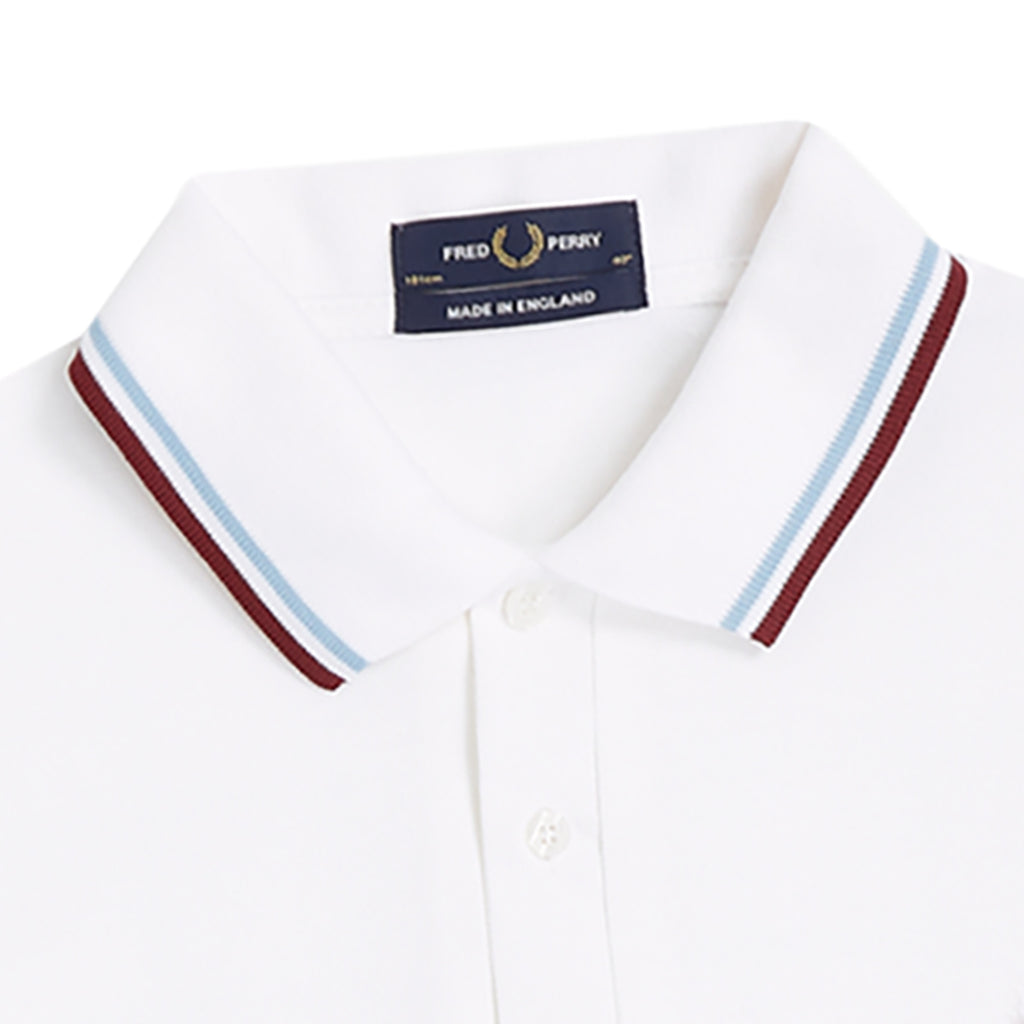 Fred Perry G12 Twin Tipped Polo Shirt - White/Ice