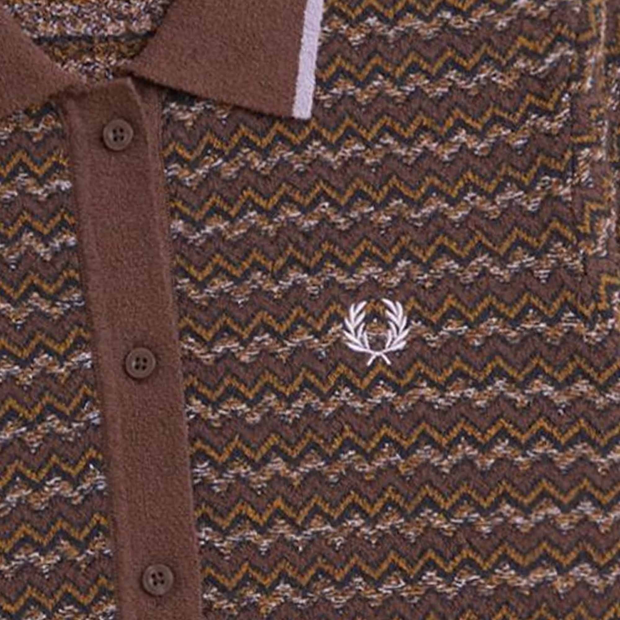 Fred Perry Womens Boucle Jacquard Knitted Shirt - Carrington Brick