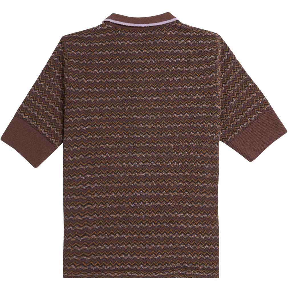 Fred Perry Womens Boucle Jacquard Knitted Shirt - Carrington Brick