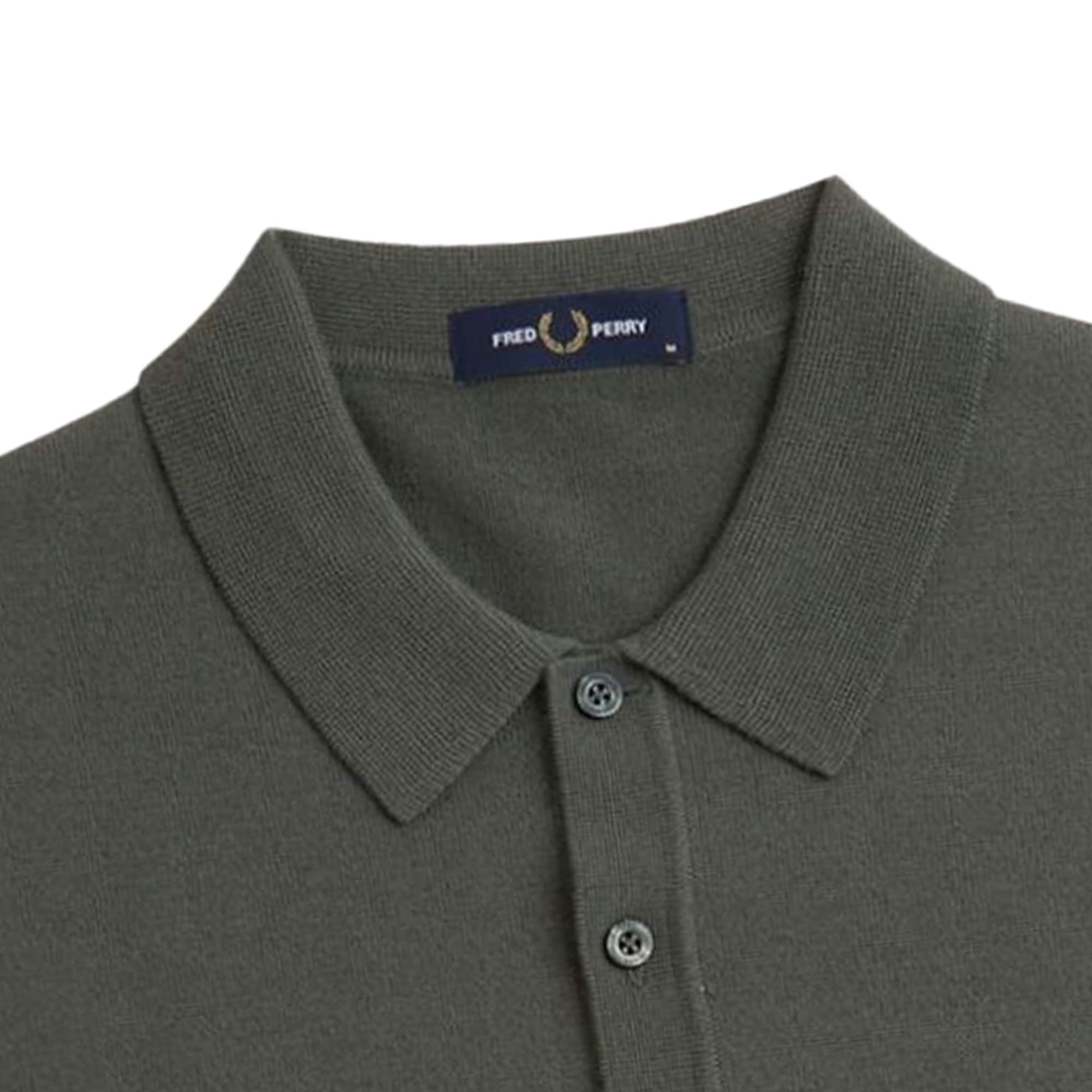 Fred Perry K7623 Classic Knitted Shirt - Field Green