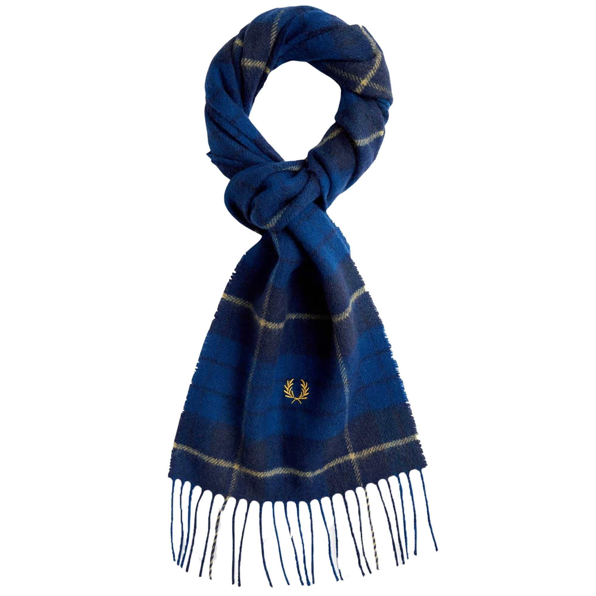 Fred Perry Lambswool Tartan Scarf - Navy