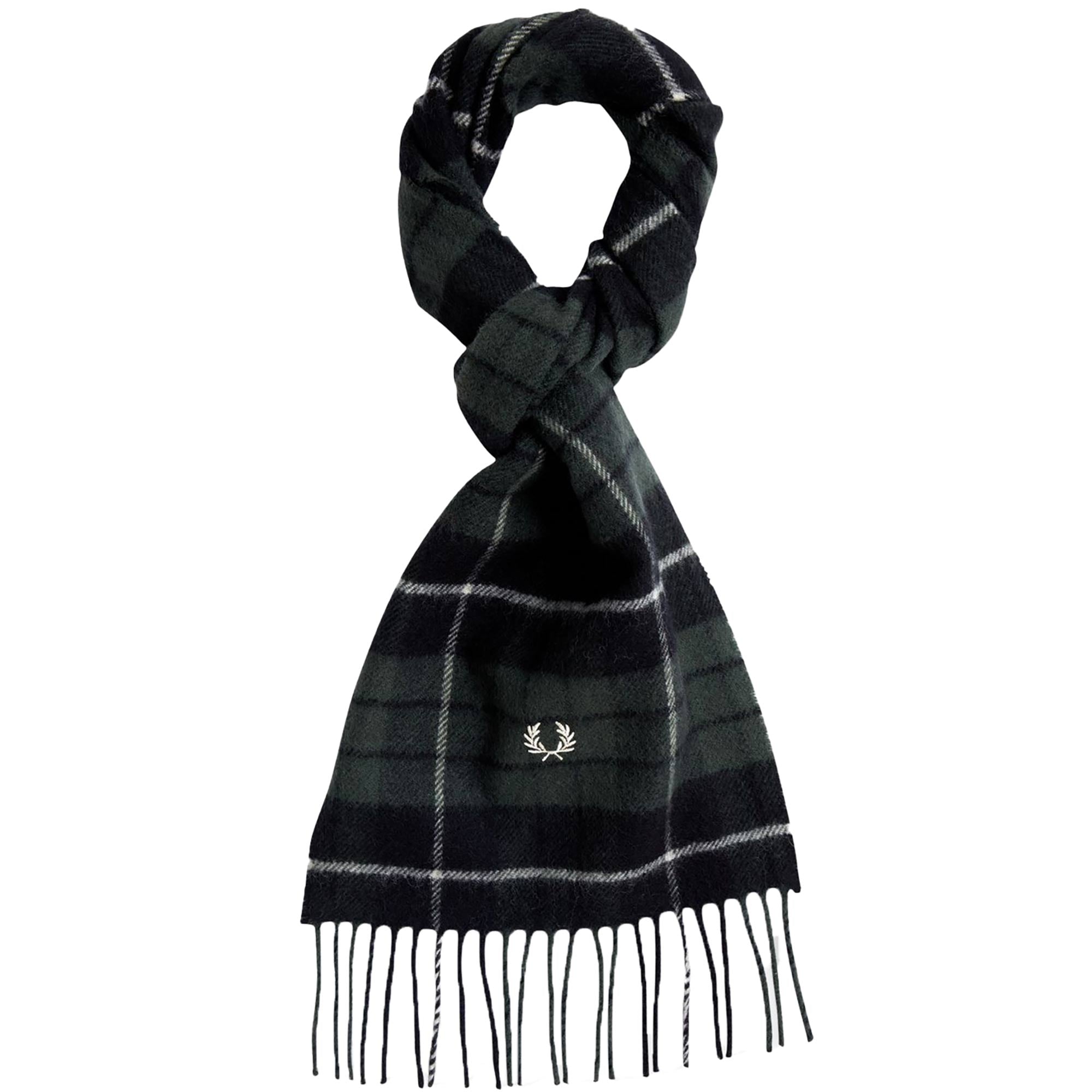 Fred Perry Lambswool Tartan Scarf - Black