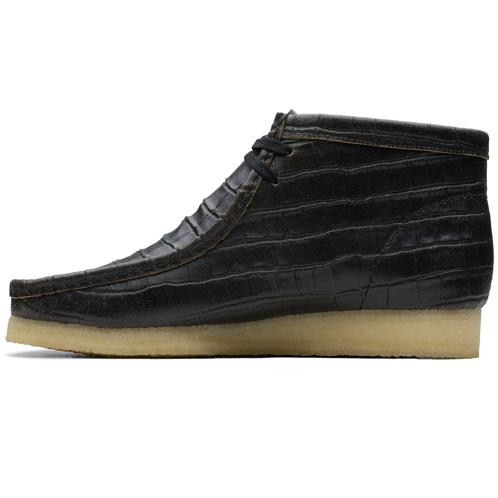 Wallabee - Black Crocodile Distress