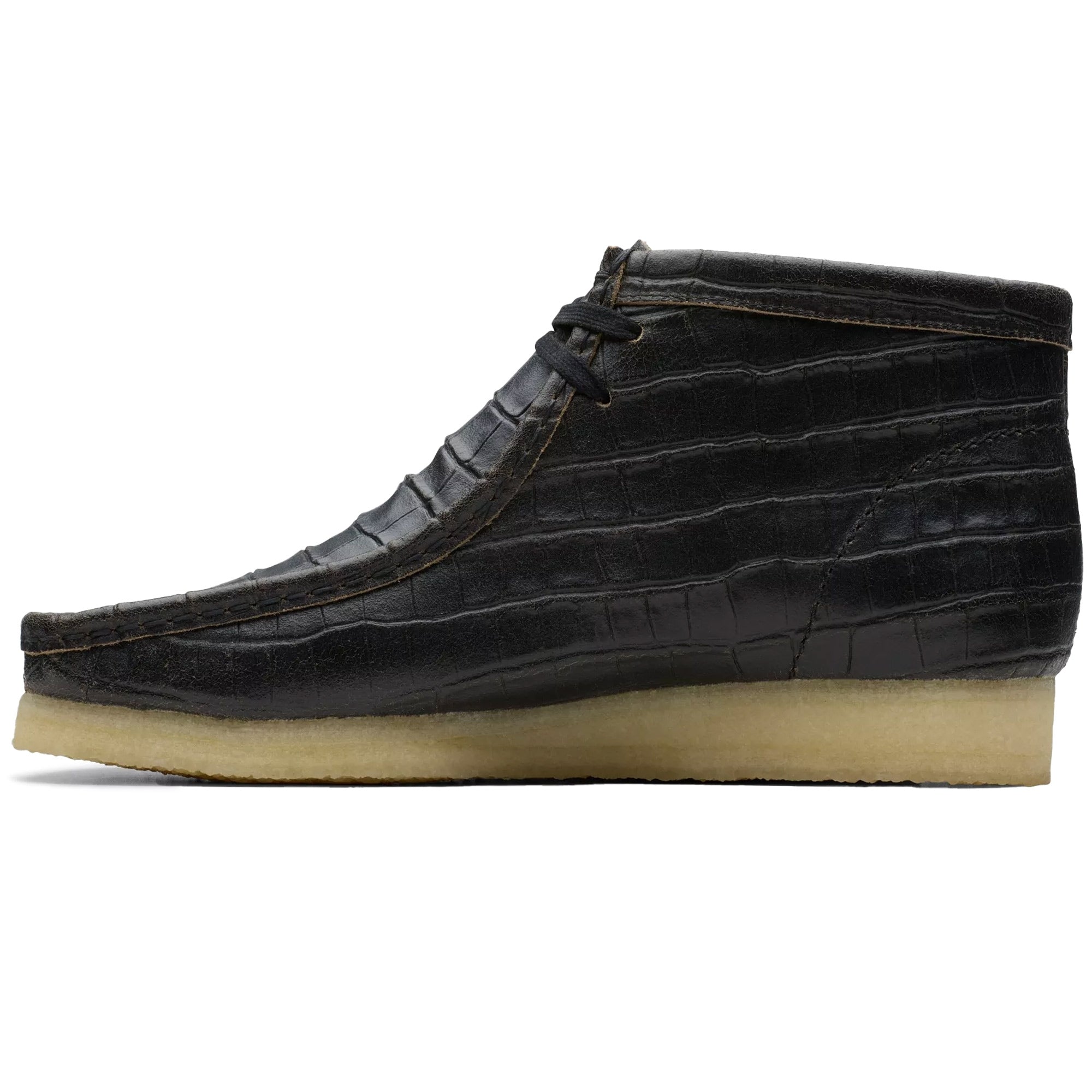 Wallabee - Black Crocodile Distress