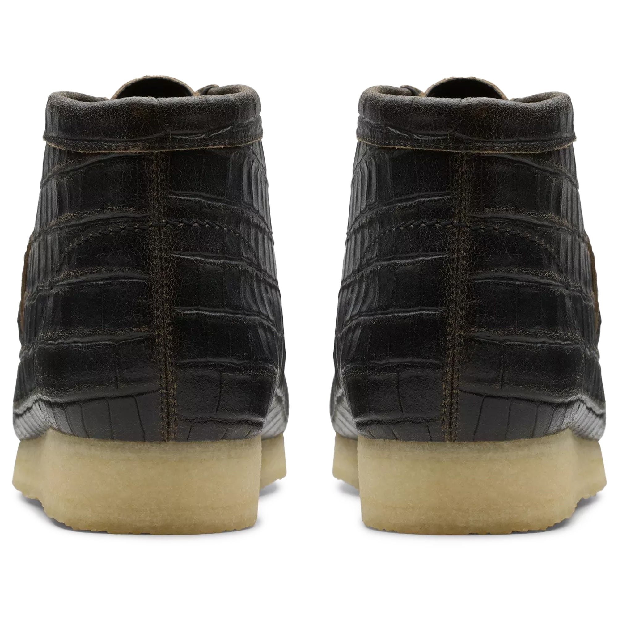 Wallabee - Black Crocodile Distress