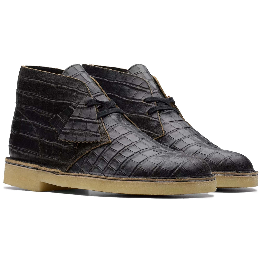 Clarks Originals Desert Boot - Black Crocodile Distress