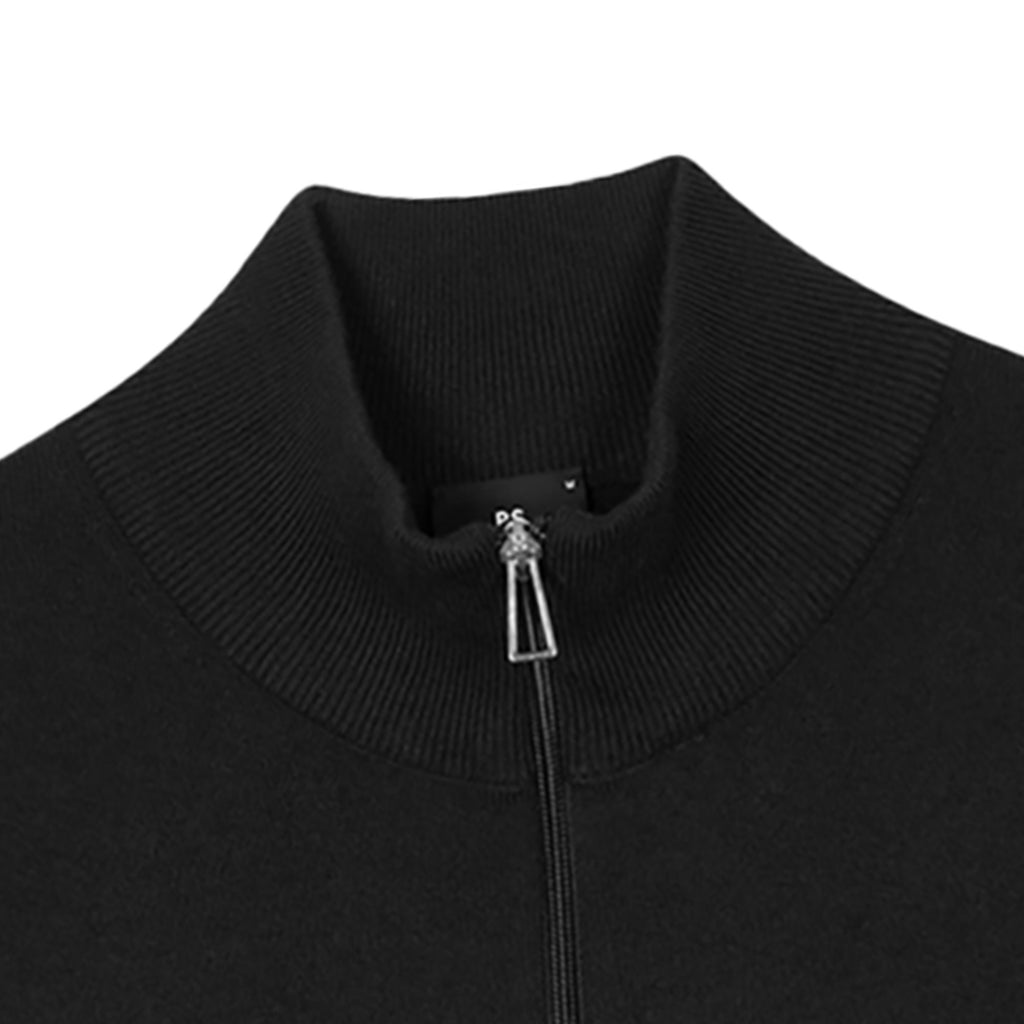 Paul Smith Cotton-Blend Half Zip Zebra Logo Sweater - Black