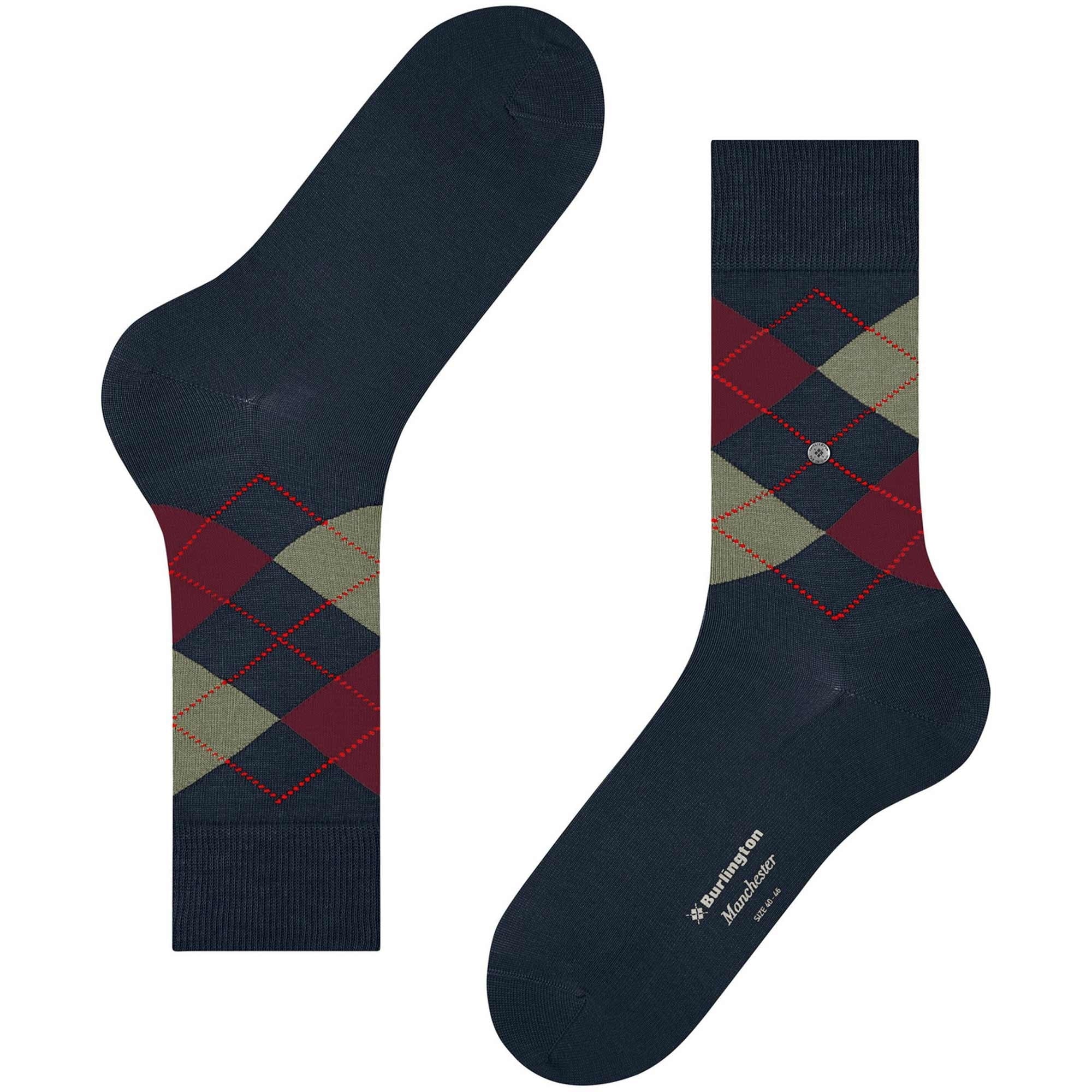 Burlington Socks Manchester Socks - Navy and Red