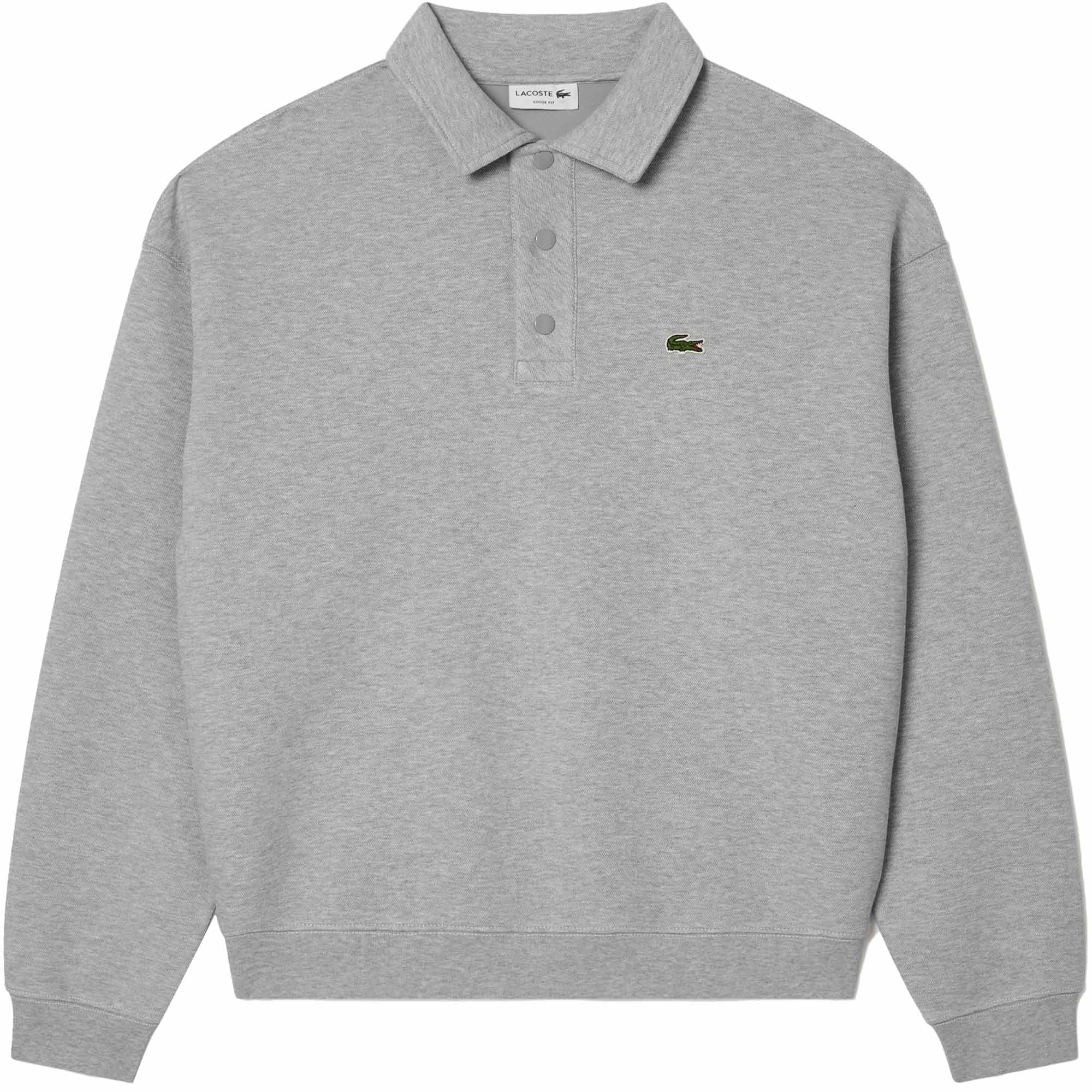 Lacoste Loose Fit Pique Sweatshirt - Silver Chine