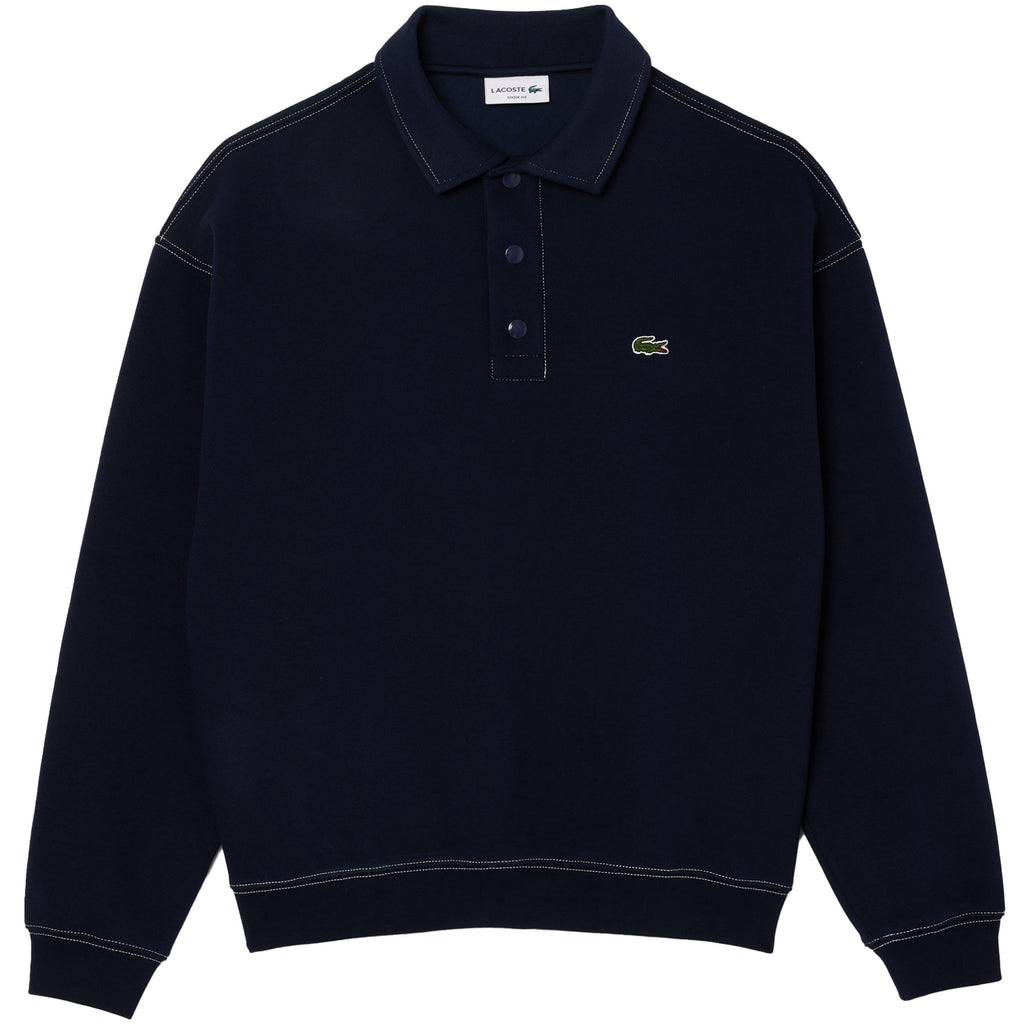Lacoste Loose Fit Pique Sweatshirt - Navy