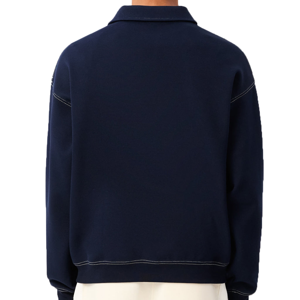 Lacoste Loose Fit Pique Sweatshirt - Navy