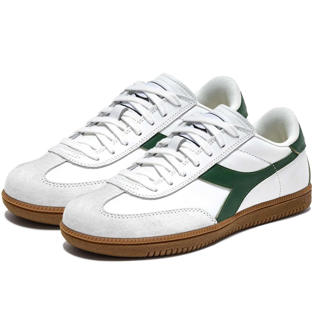 Diadora Trainer Leather - White and Foliage Green