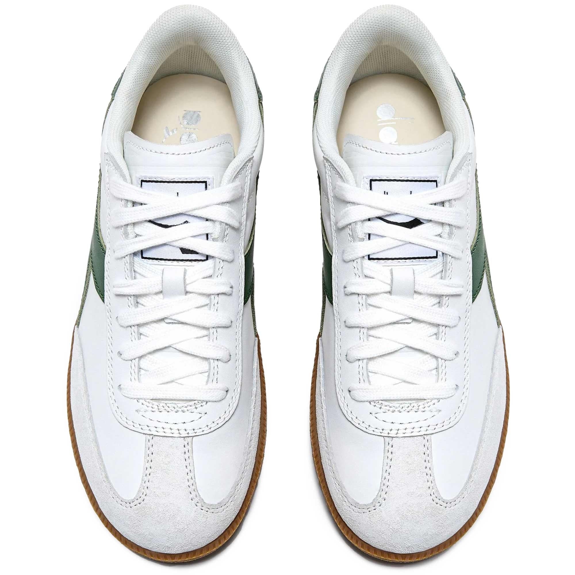 Diadora Trainer Leather - White and Foliage Green – Stuarts London
