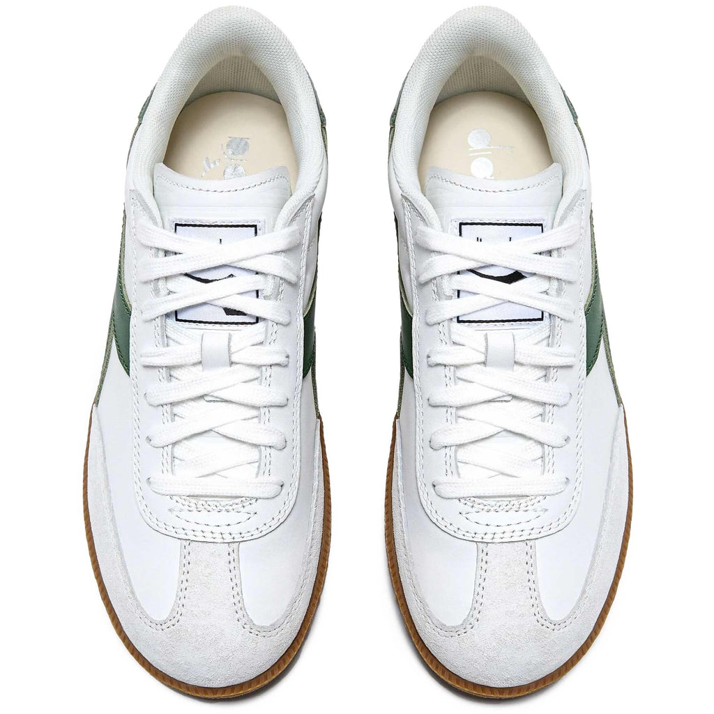 Diadora Trainer Leather - White and Foliage Green
