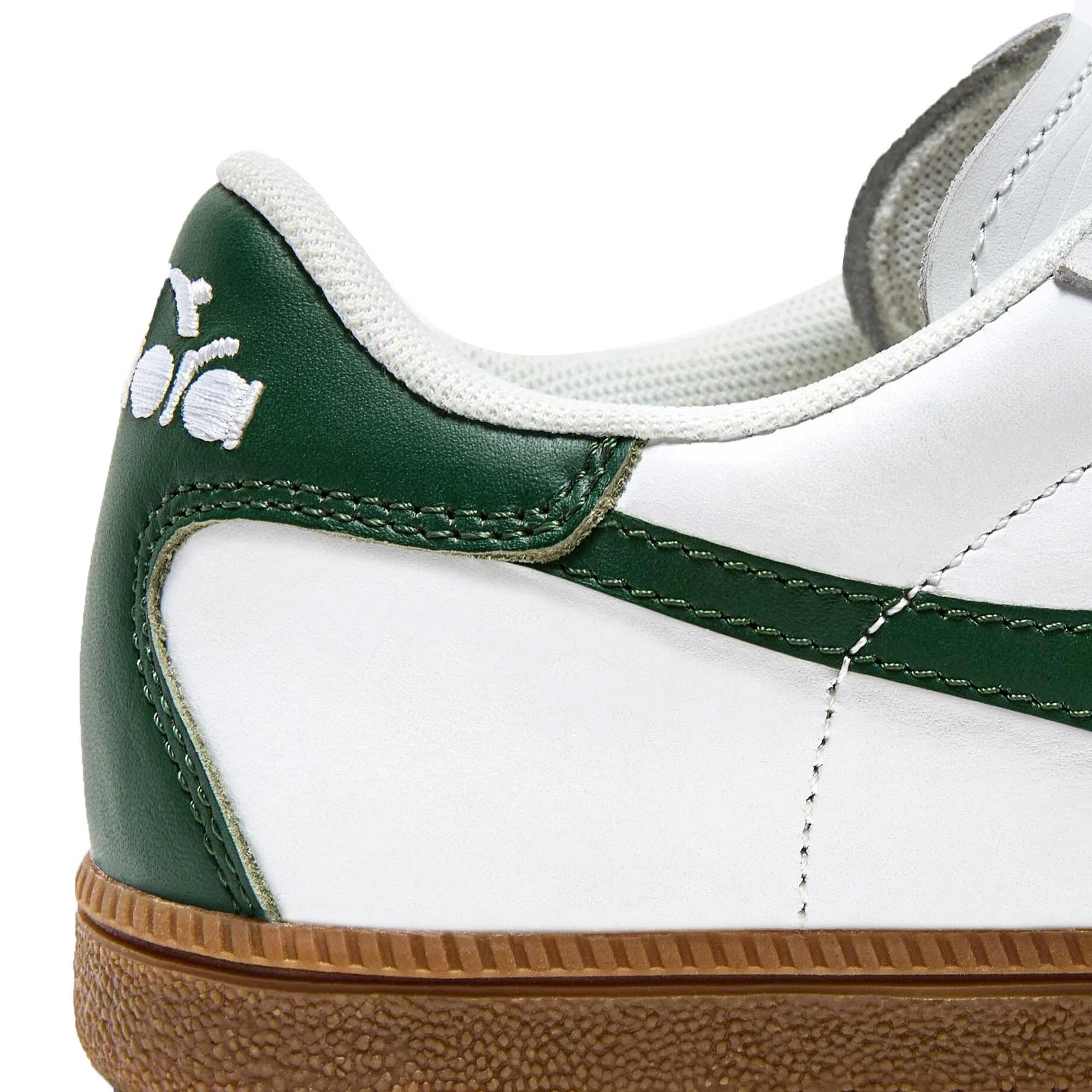 Diadora Trainer Leather - White and Foliage Green