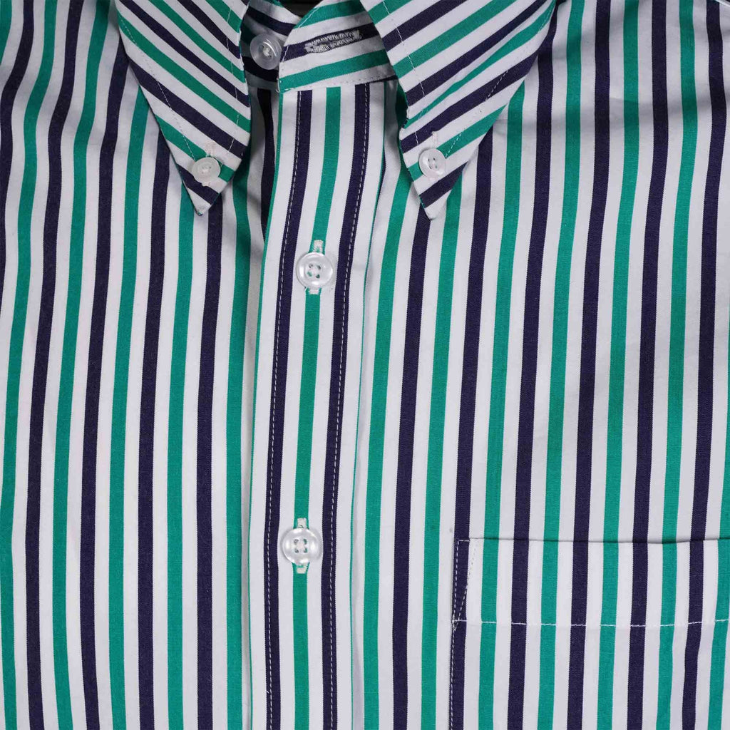 Real Hoxton Classic Striped Shirt - Green and White